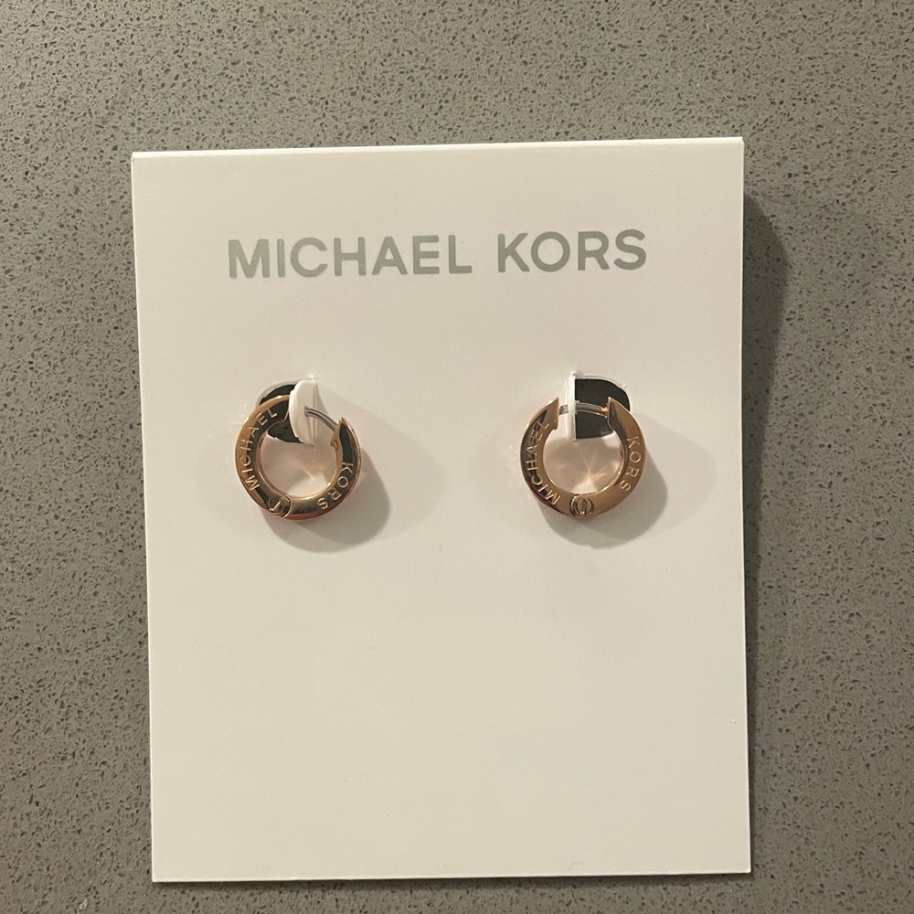 Michael Kors Rose Gold Hoop Earrings with Diamonds